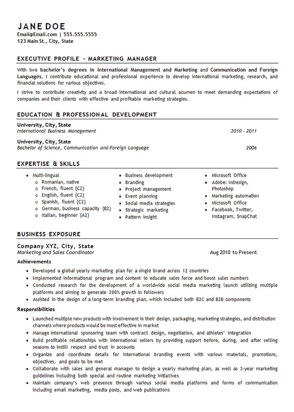 Marketing Manager Resume Sample Marketing Manager Resume Example ...