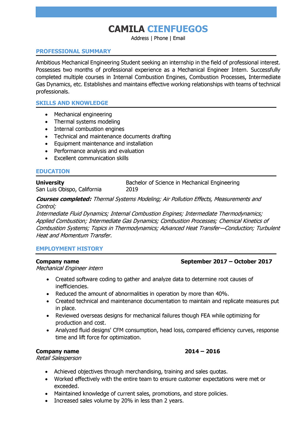 Engineering Technician Resume Template