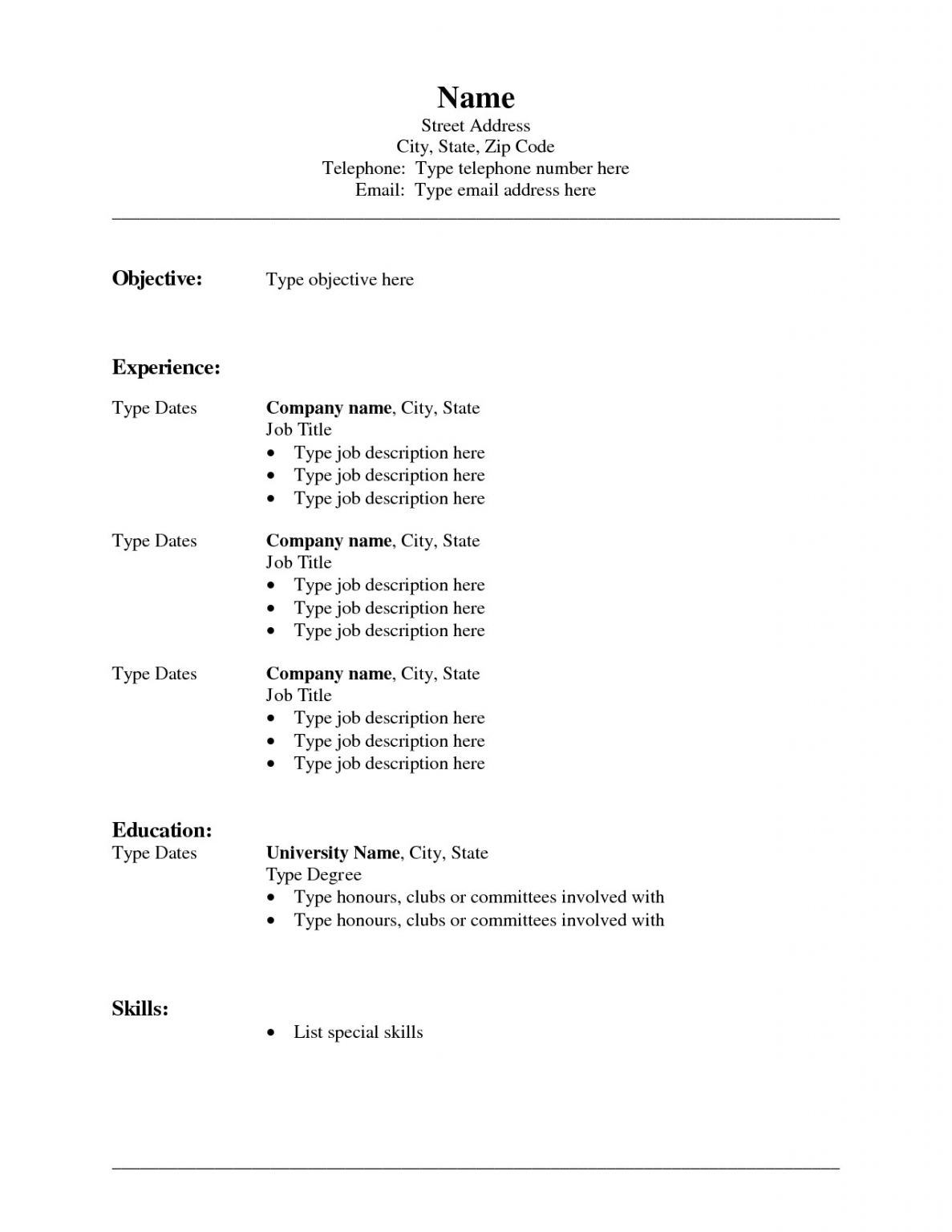 Microsoft Basic Resume Template formato Resumen Espanol Seonegativo Com ...