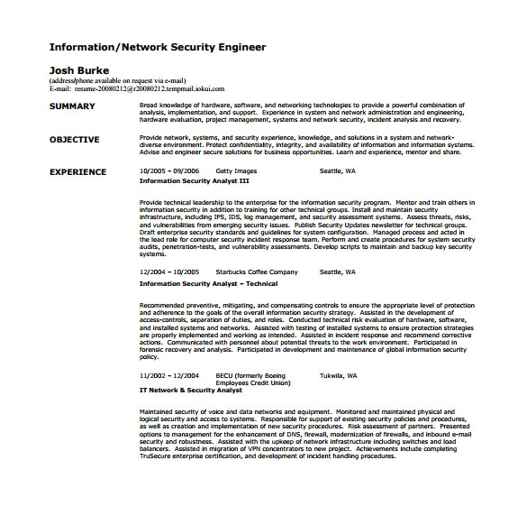 Network Security Engineer Resume Network Engineer Resume Template 9 Free Word Excel