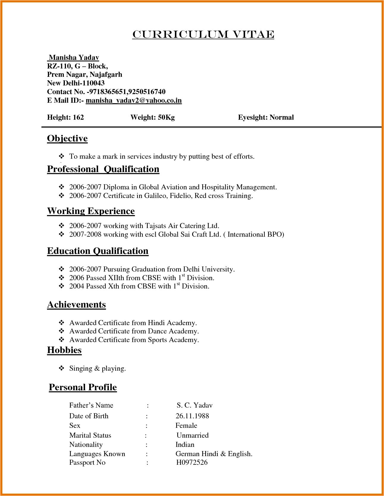 Normal Resume format for Job Resume format normal Resume Job Resume format Resume