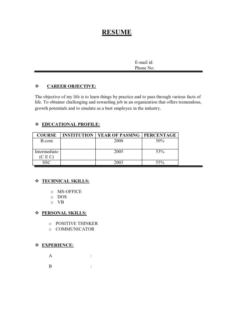 Normal Resume format Word Resume format normal format normal Resume 2 Resume