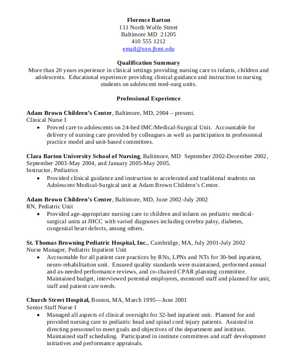 Nursing Student Resume Clinical Experience Nursing Student Resume Example 10 Free Word Pdf