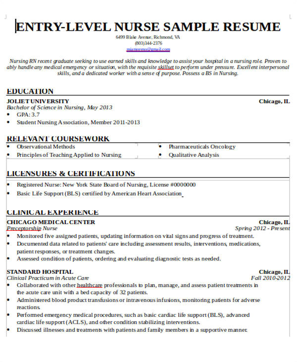 Nursing Student Resume with No Experience Pdf 7 Sample New Nurse Resumes Examples In Word Pdf