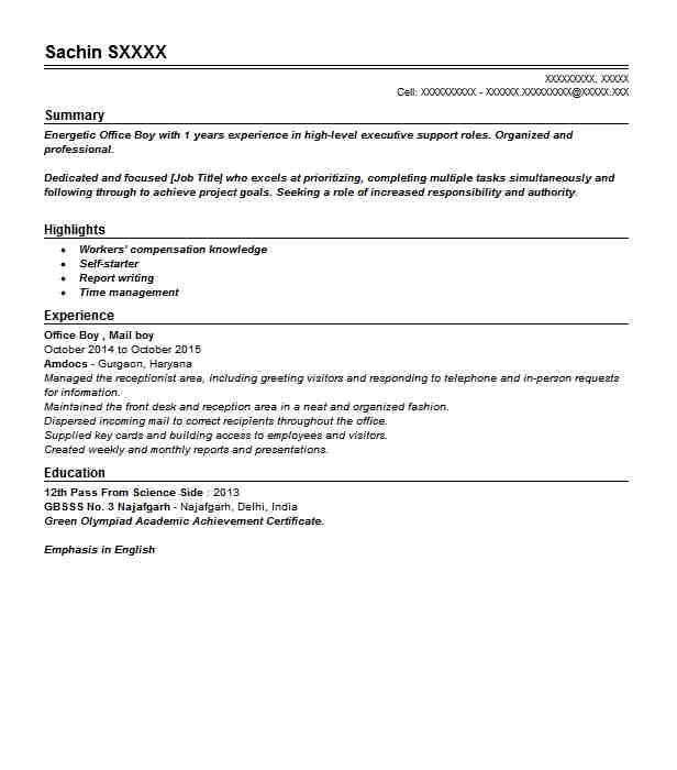 office boy resume format download