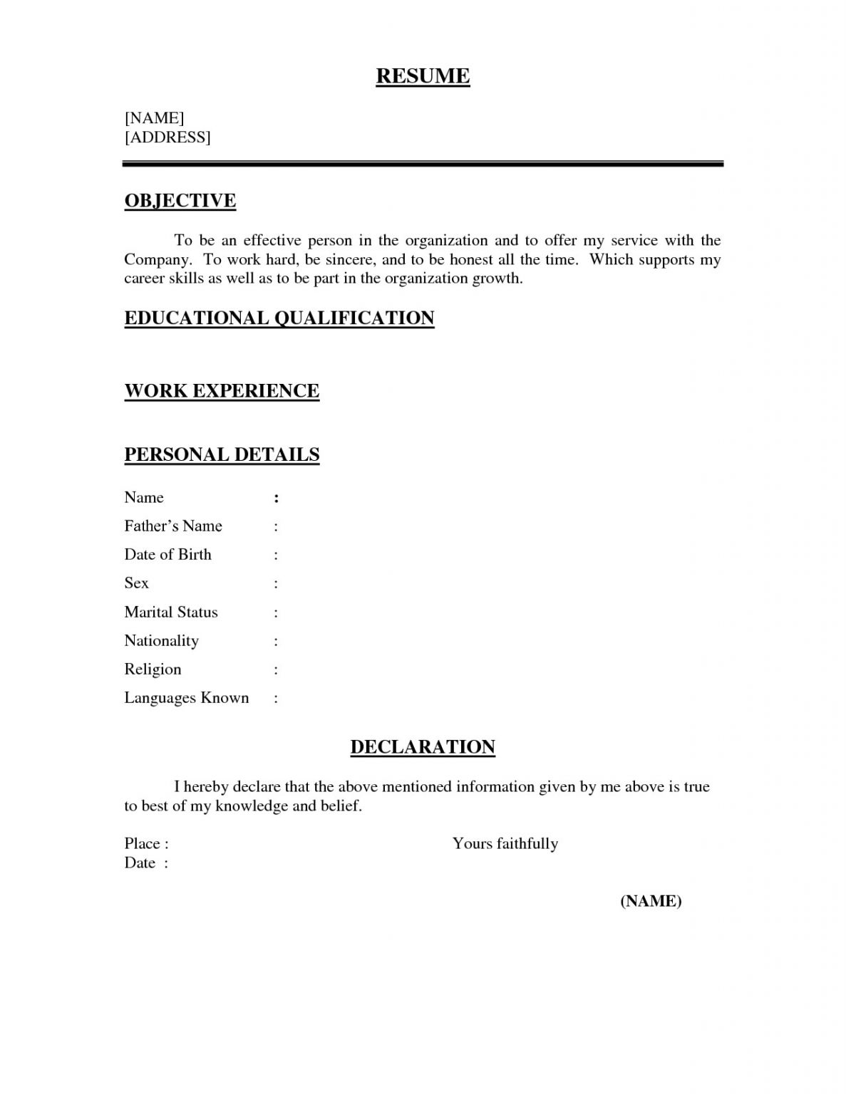 One Page Simple Resume format One - One Page Simple Resume Format One Page Resume Template E Commerce Of One Page Simple Resume Format 1187x1536 
