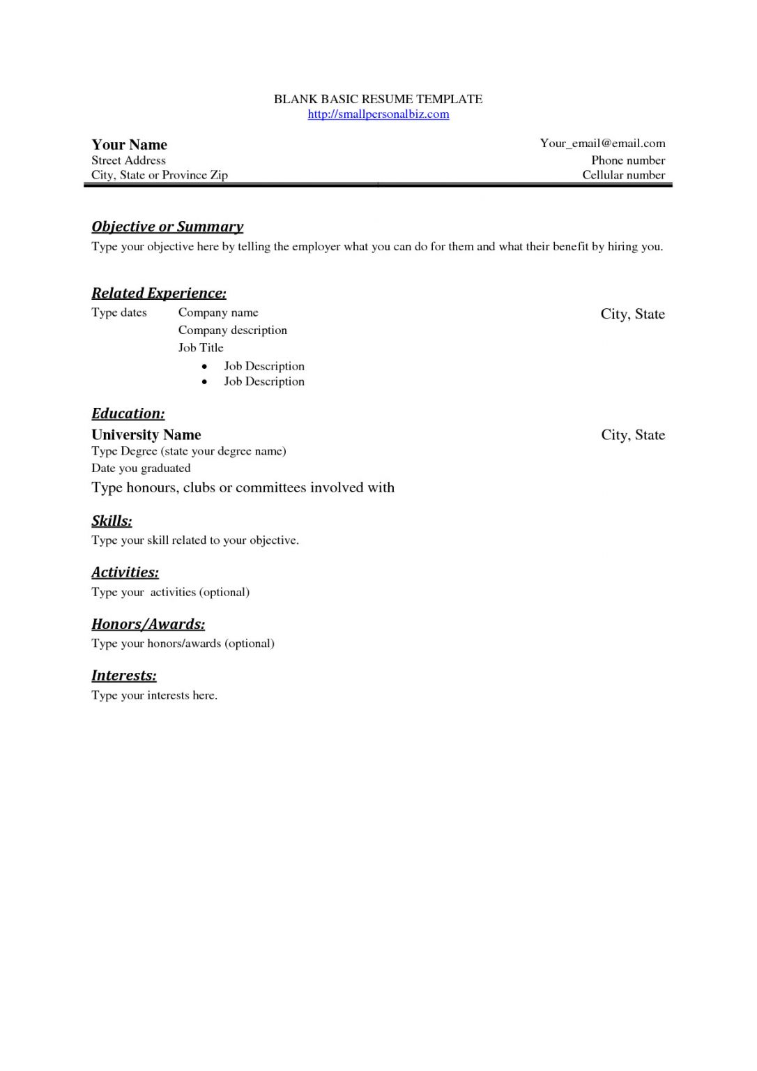 printable simple resume format