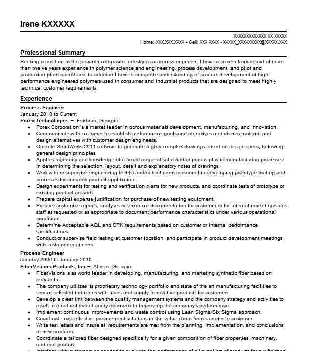 Process Engineer Resume Process Engineer Resume Sample Engineering ...