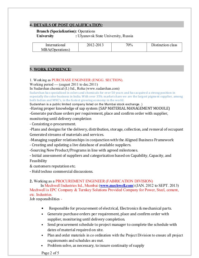 sachin resume procurement engineer 1