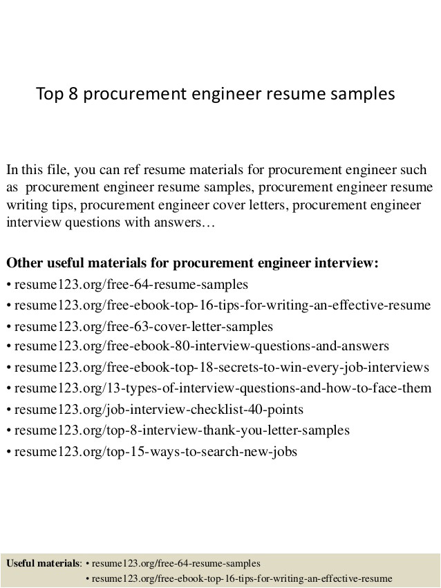 top 8 procurement engineer resume samples