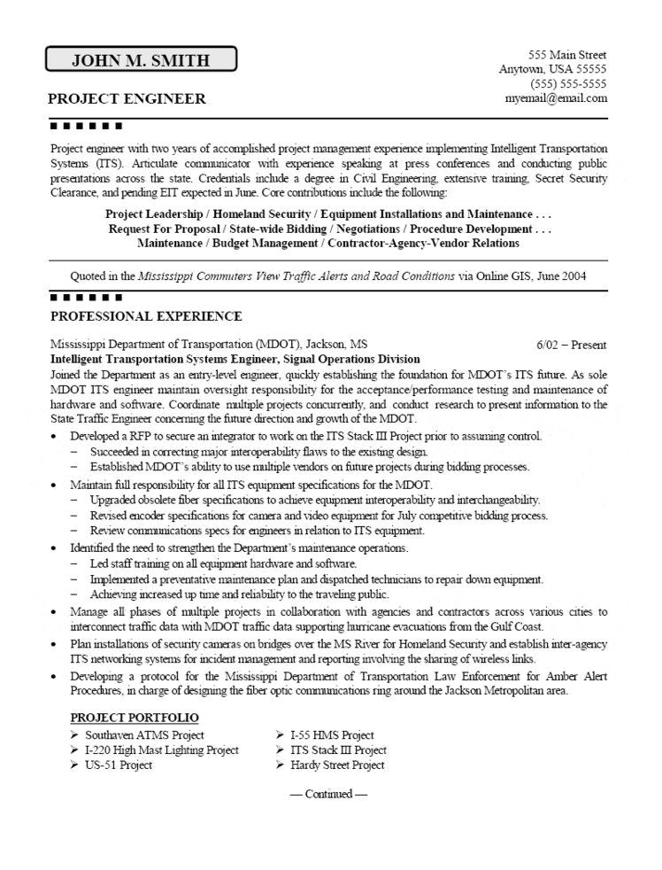 Project Engineer Resume Project Engineer Resume