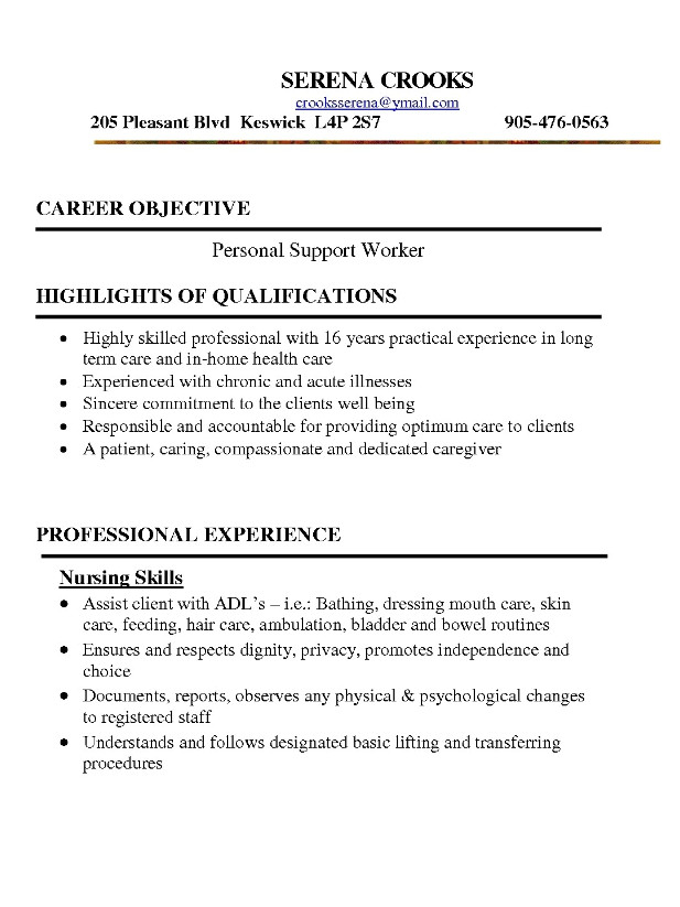 Psw Resume Sample Psw Personal Support Worker Resume Samples Ipasphoto