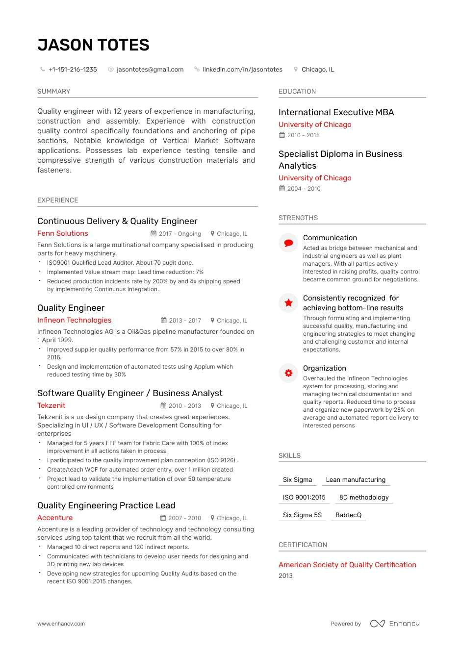 Quality Engineer Resume Keywords 10 Quality Engineering Resumes Examples Guide for 2019