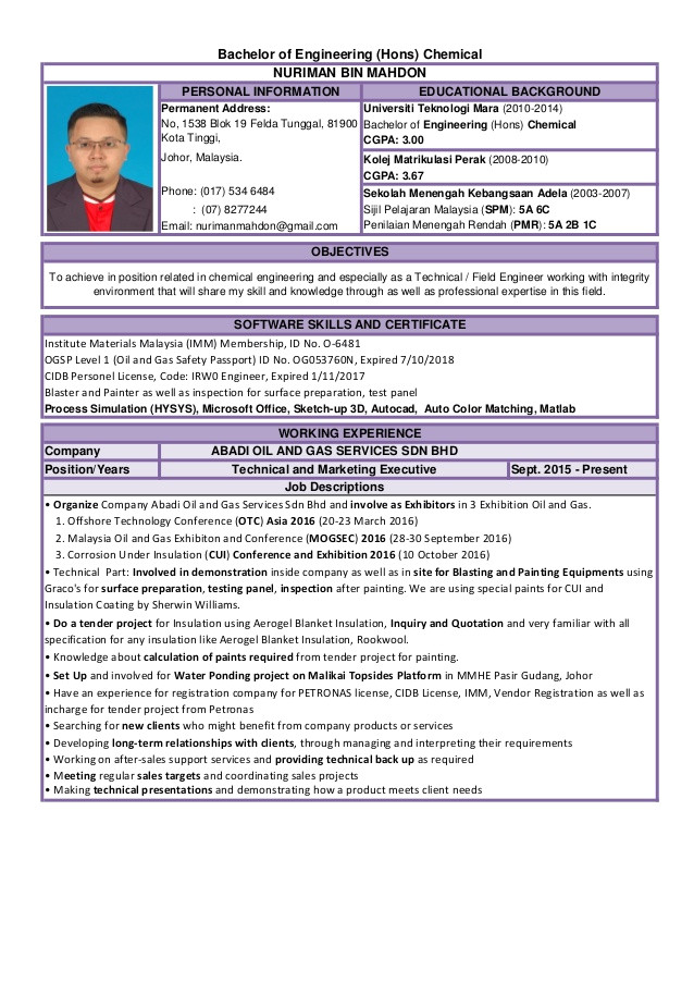 Resume Engineer Malaysia Resume Engineer