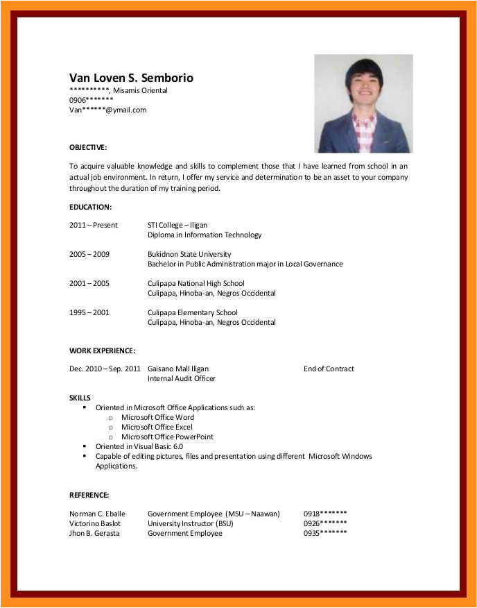 resume template for no experience free download