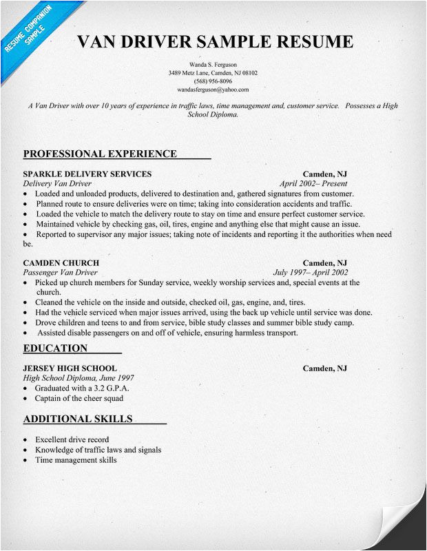 Resume format for Driver Job Sample Cv for Driver Custom Writing Services