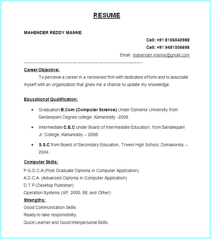 Resume format for Fresher Free Download In Ms Word 2007 10 Fresher Resumes Free Download Invoice Templatez