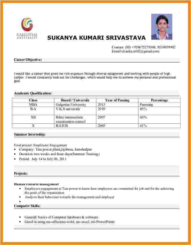 Resume format for Job In Excel Sheet williamsonga.us