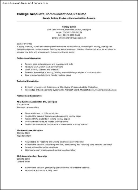 Resume format for Job Interview In Word College Interview Resume Template Free Samples