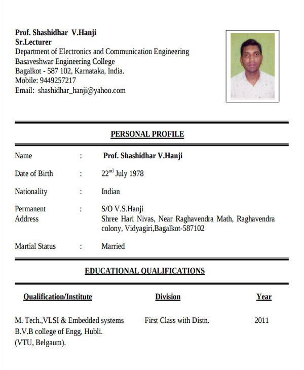 Resume format for Lecturer Job In Engineering College 55 Engineering Resume Samples Pdf Doc Free Premium