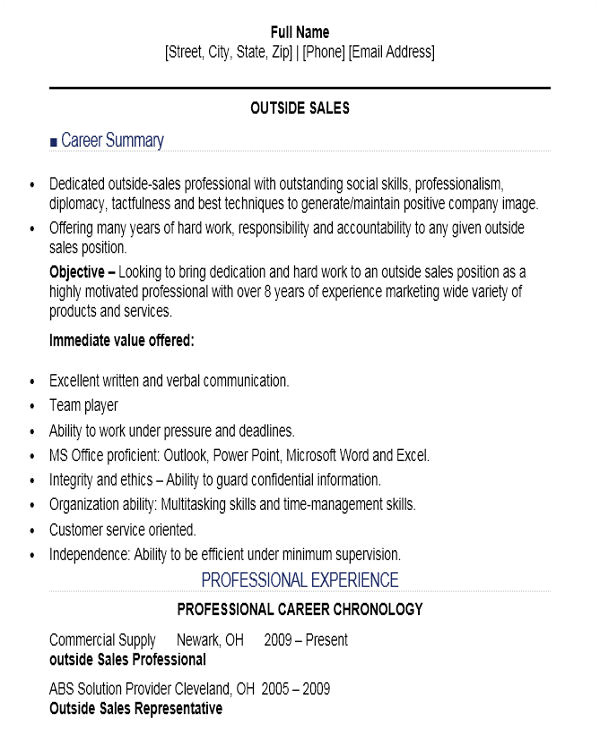 Resume format for Sales Job 10 Sample Sales Job Resume Templates Pdf Doc Free