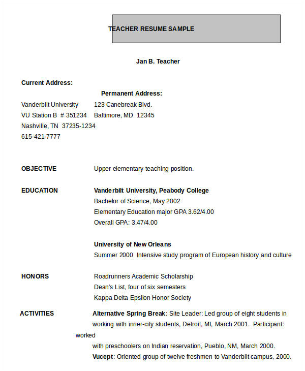 Resume format for Teachers Job In Word format Resume In Word Template 24 Free Word Pdf Documents