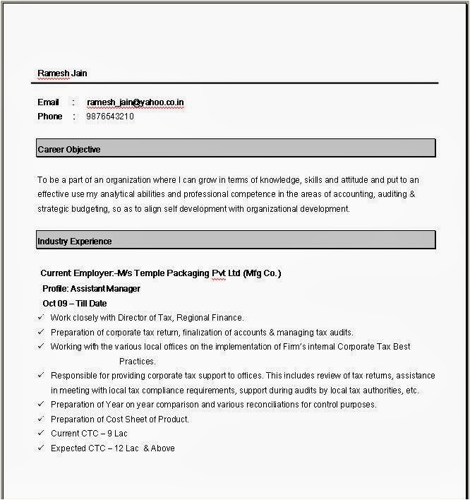Resume format In Word and Pdf Simple Resume format In Word
