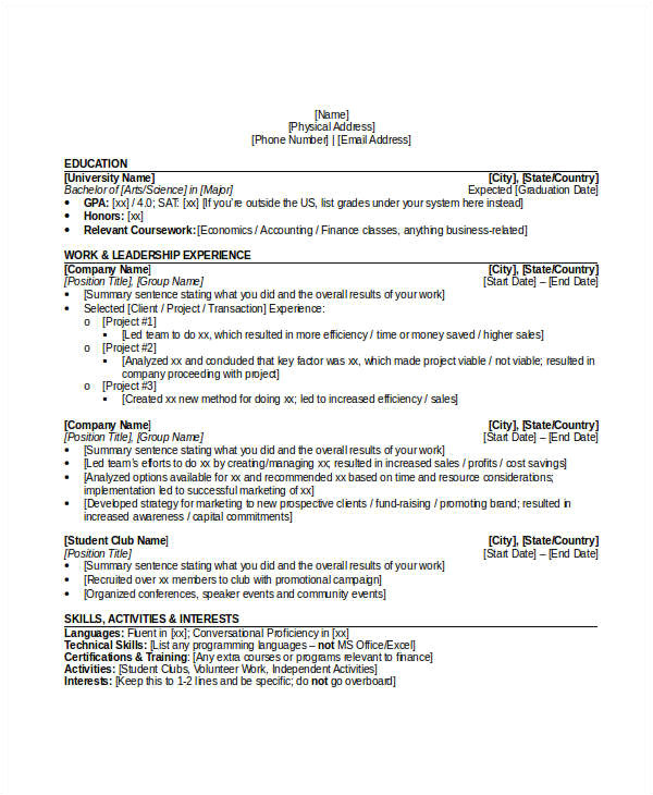 Resume format Word for Banking Jobs 14 Banking Resume Templates In Word Free Premium