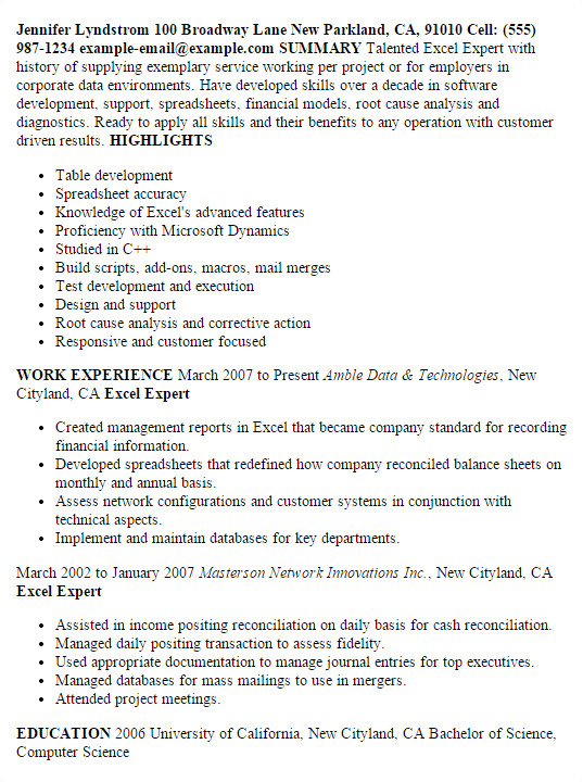 Resume Sample Xls Professional Excel Expert Templates to Showcase Your