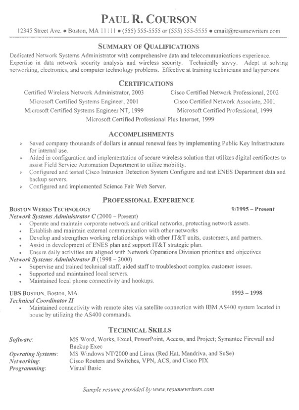 resume summary examples for it professionals