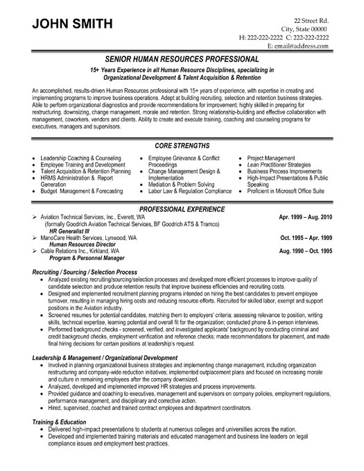 Resume Templates for Hr Professionals Senior Hr Professional Resume Template Premium Resume