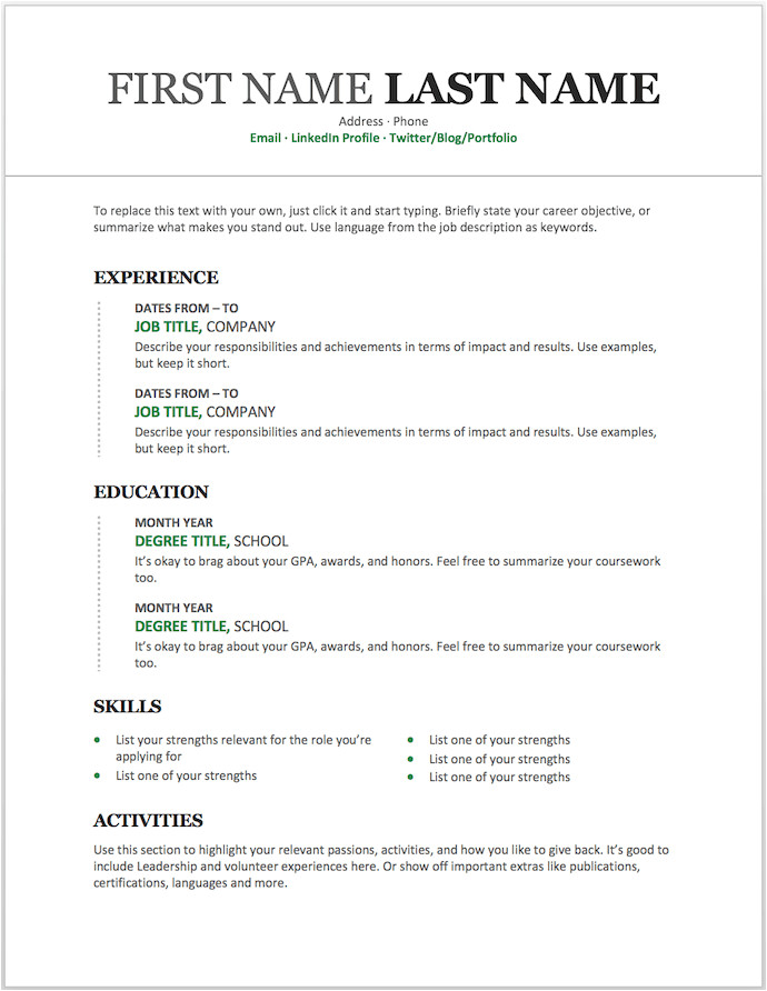 Resume Templates Word format Free Download 25 Free Resume Templates for Microsoft Word How to Make