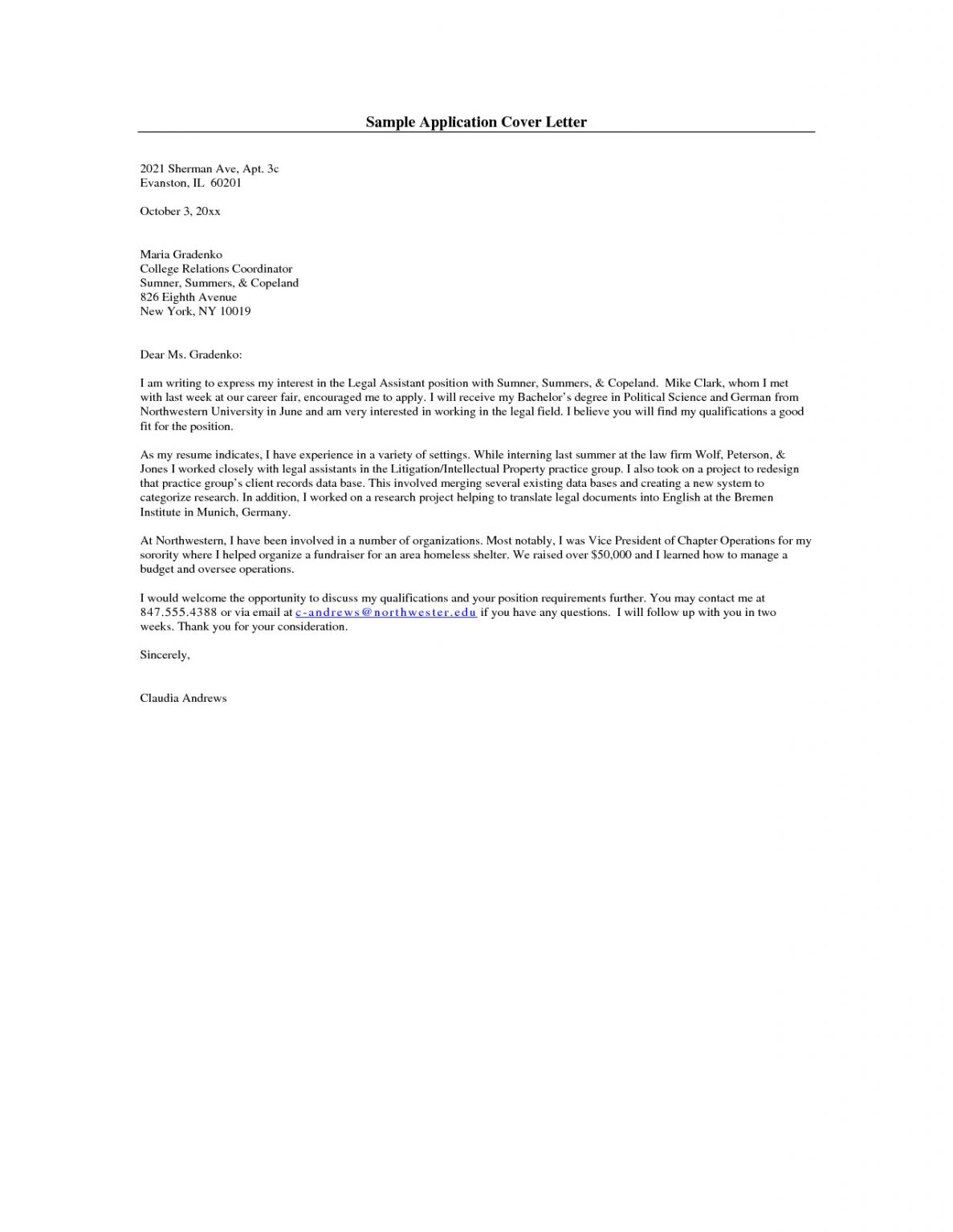 Sample Cover Letter for Job Application Resume Cover Letter Example ...