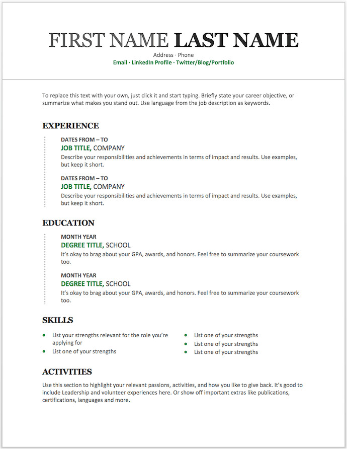 Sample Resume format Word Download 25 Free Resume Templates for Microsoft Word How to Make