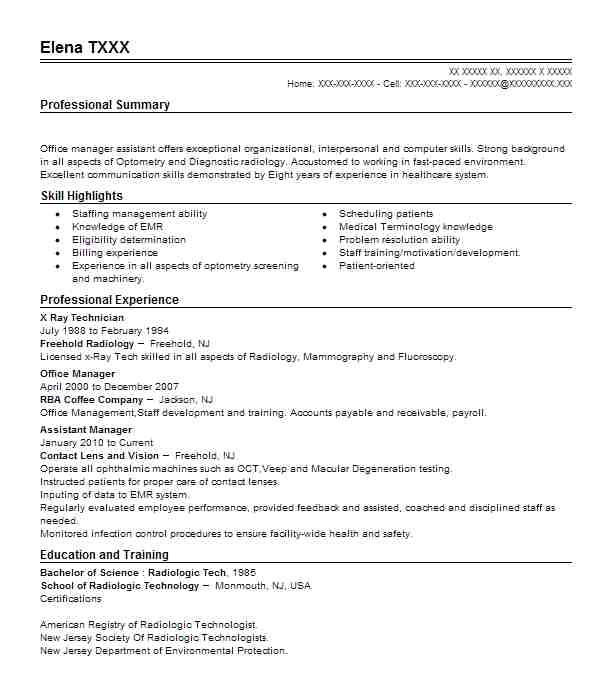 Sample X Ray Resume X Ray Technician Resume Sample Technician Resumes