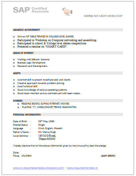 Sap Pm Fresher Resume format Sap Consultant Resume Sample 3 Perfect Resume Example