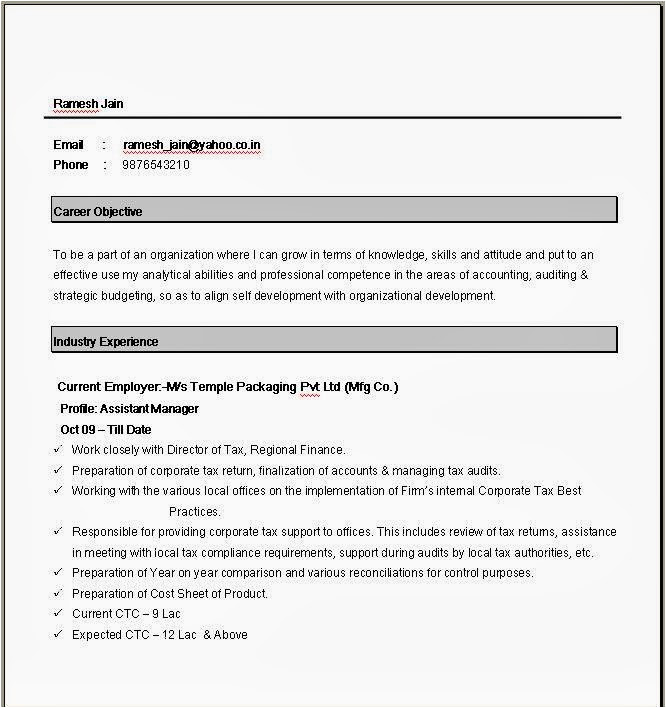 Simple format Of Resume In Word Simple Resume format In Word