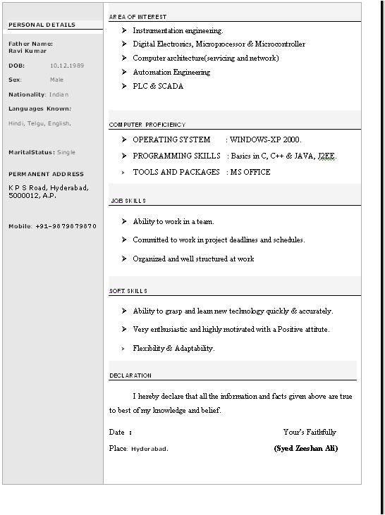 Simple Resume format Download In Ms Word for Fresher Cv format Word Free Professional Cv format In Ms Word Doc
