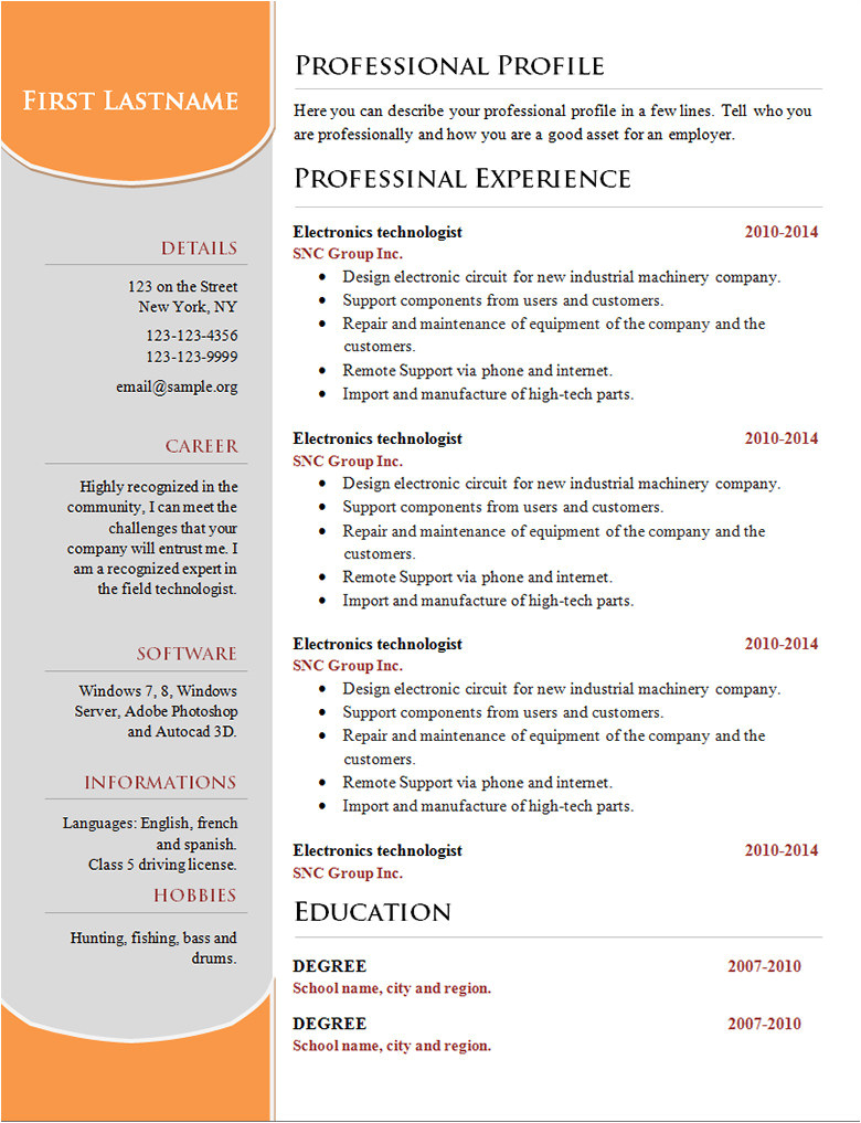 Simple Resume format for Freshers In Word File Simple Resume format for Freshers In Word File World Of