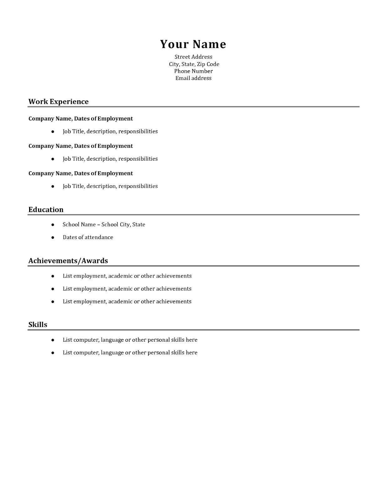 Simple Resume format Sample Of Simple Resume Sample Resumes