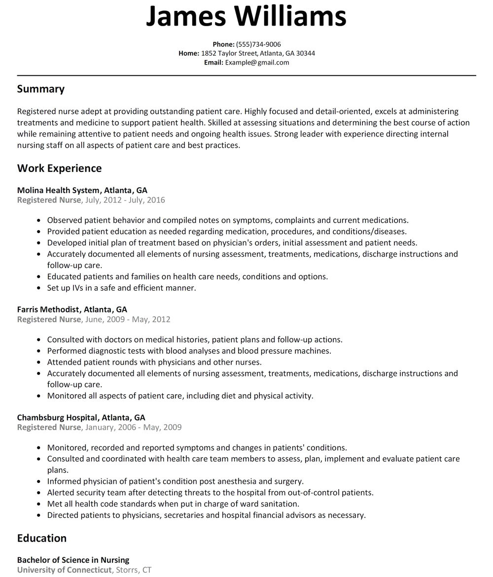 Staff Nurse Resume Word Format Williamson ga us