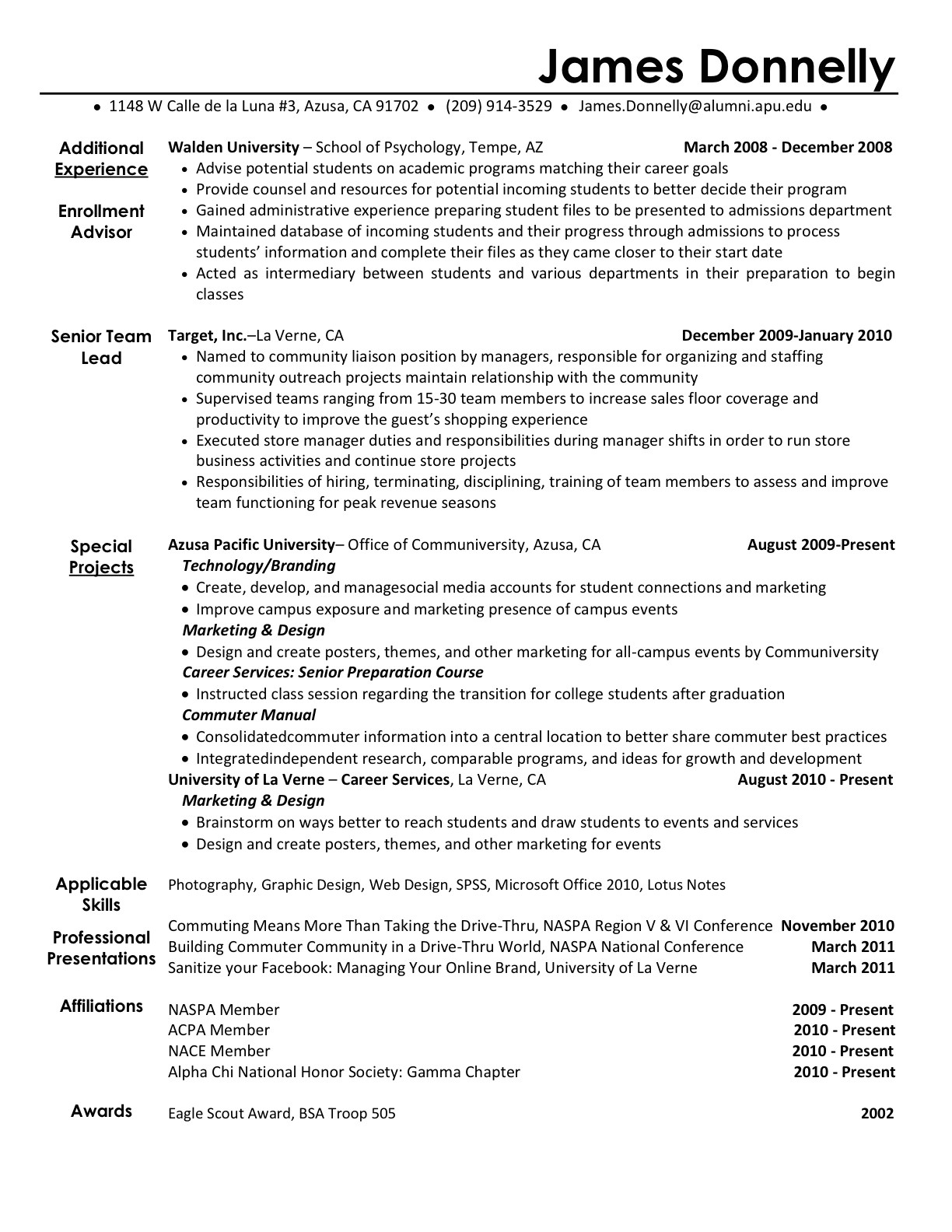 Student Resume Activities Williamson ga us