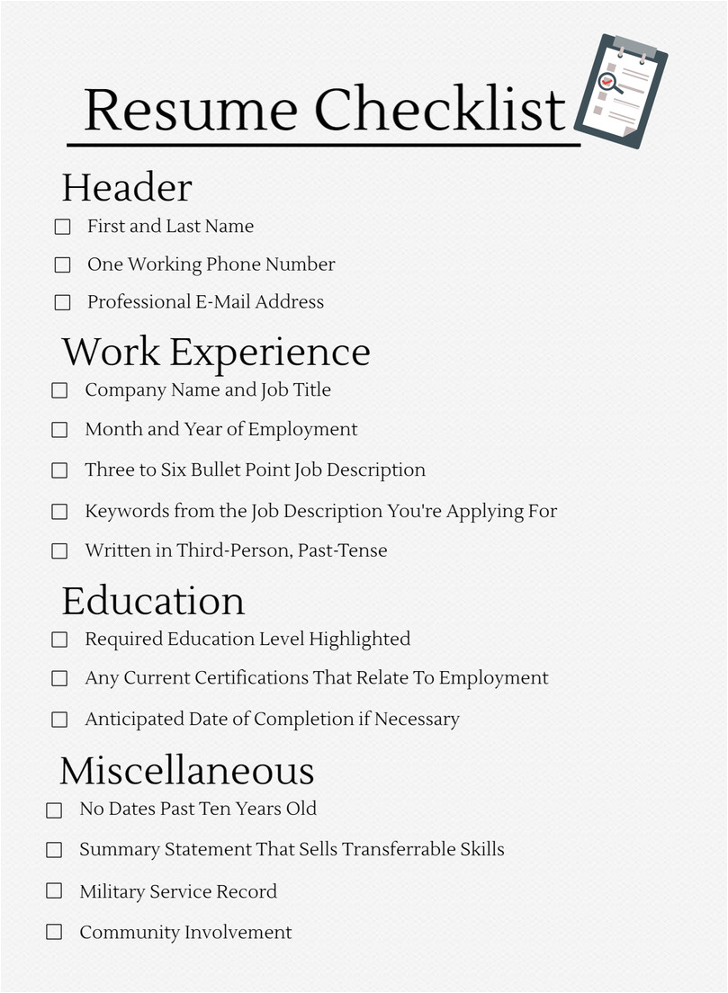 Student Resume Checklist Resume formatting Essentials the Graduate School