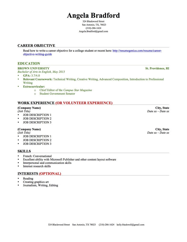 Student Resume Education Education Section Resume Writing Guide Resume Genius