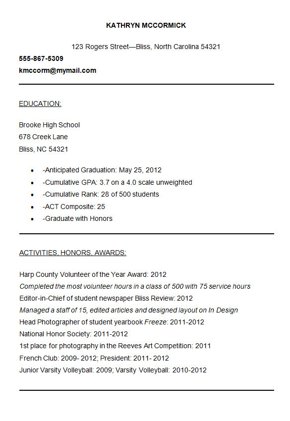 Student Resume for University Admission 10 College Resume Templates Free Samples Examples