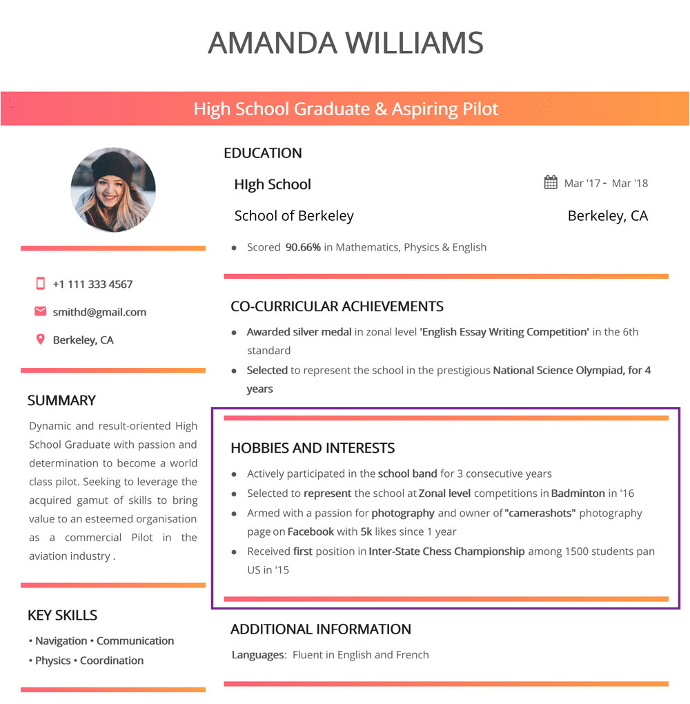Student Resume Hobbies Hobbies and Interests for Resume In 2019 150 Examples