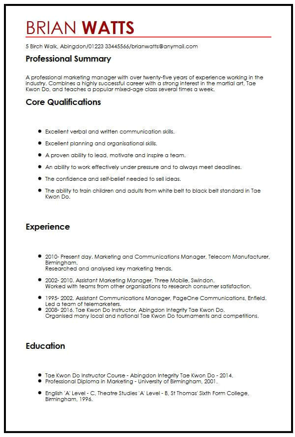 Student Resume Interests Examples Cv Sample with Interests Myperfectcv