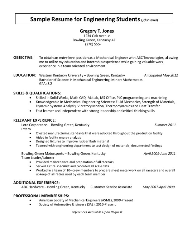 Student Resume Job Objective Examples Resume Objective Example 10 Samples In Word Pdf
