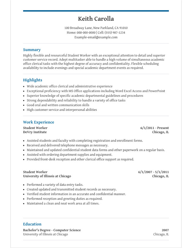 Student Resume Summary Statement High School Student Resume Template for Microsoft Word