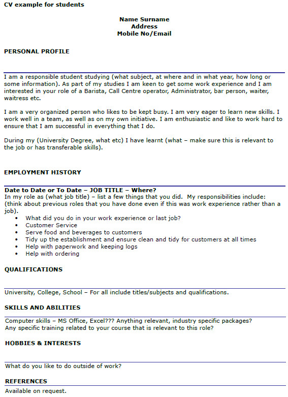 Student Resume Uk Student Cv Example Template Icover org Uk